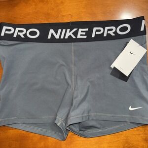 NWT Women's Nike Pro 3" Dri-Fit Tight Shorts (Size: Xl) Training Grey&Black